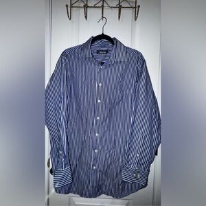 Izod Men's Navy Striped Dress Shirt